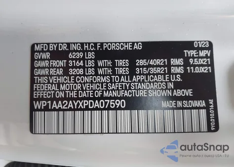 2023 Porsche Cayenne Platinum Edition из США, поврежденный, VIN WP1AA2AYXPDA07590